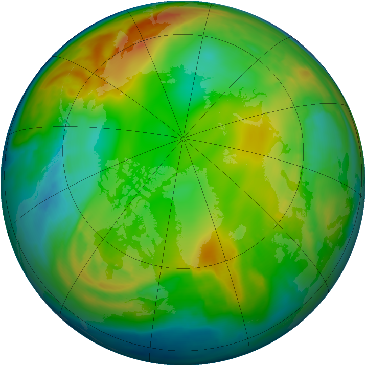 Arctic ozone map for 14 January 2009